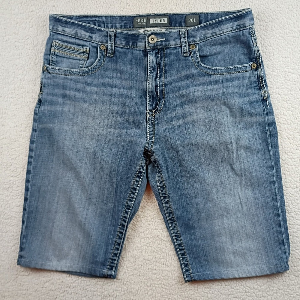 BKE Tyler Denim Shorts Mens 36 Blue Straight Leg Cut Off‎ Hemmed Casual